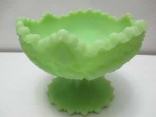 Vintage Fenton Glass Comport Pedestal Bowl Pinwheel Lime Sherbet Satin 6 1/2 " D