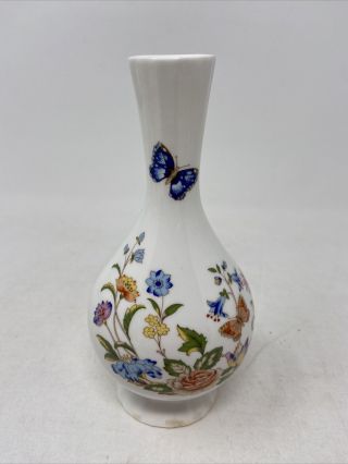 Aynsley Bone China 6” 7” Bud Vases Cottage Garden Pattern Flowers Butterfly