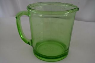 Vintage A & J Anchor Hocking GREEN Glass 4 Cup 1 Quart Measuring Cup Antique 3