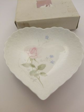 Vintage Mikasa Japan April Rose With Love Heart Dish Bone China Gift Boxed