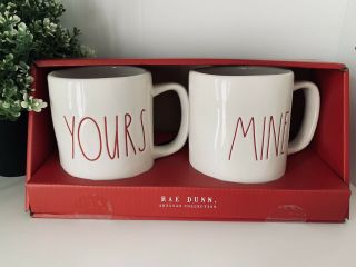 Rae Dunn Yours And Mine Mug Set Red Print