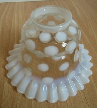 Vintage Fenton Art Glass White Opalescent Coin Dot Lamp Shade 2 1/4 " Fitter