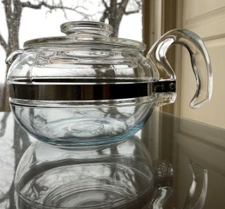 Vintage Mid - Century 1952 Pyrex Flameware Stovetop 6 - Cup Teapot/coffee Pot W/ Lid