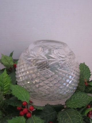 Round Waterford Crystal Rose Bowl Vase In Glandore Pattern.  Candle Holder 6 "