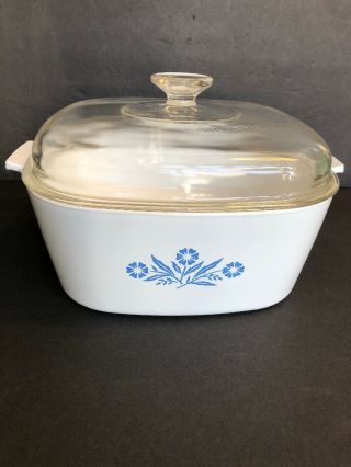 Vintage Corning Ware Blue Cornflower 4 Quart Casserole Dish Dutch Oven With Lid