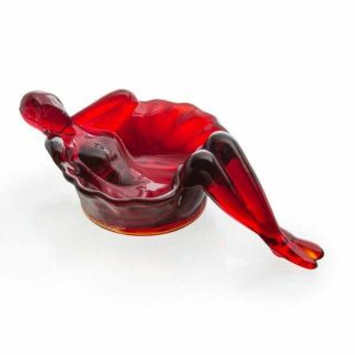 Mosser Glass Vintage Style Bathing Beauty Soap Or Trinket Dish In Red Color