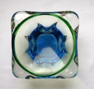 Stunning Murano / Venetian Sommerso Blue & Green Clear Glass Bowl