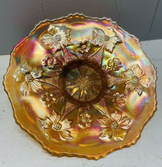 Spectacular Scarce Fenton Marigold Carnival Glass Little Flowers 6” Plate