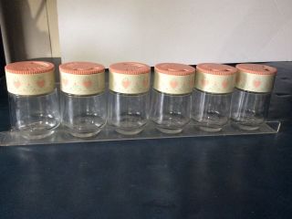 Set Of 6 Corelle Forever Yours Gemco Spice Jars With Holder