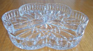 Waterford Crystal Lismore 3 Section Divided Condiment Tray Nut Dish Clover Shape 2