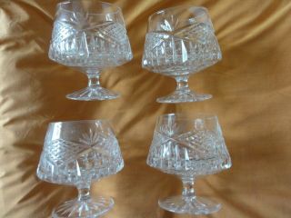 Glasses (5) Whisky/brandy.  Old.  Cut Glass Undamaged.  3.  1/2 Tall 2.  1/2 Opening