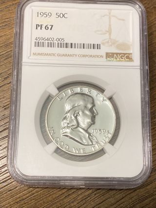 1959 Proof Franklin Silver Half Dollar Ngc Pf 67