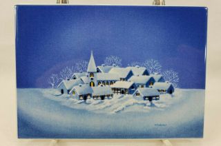 Villeroy & Boch Porcelain Tile Plaque Trivet W.  Germany Blue Winter Scene