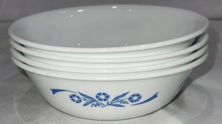 (set Of 4) Corelle By Corning Blue Cornflower Round Cereal Bowl (s) - 6 1/4”