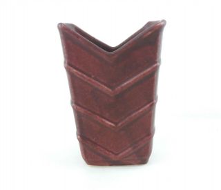 Red Wing Art Pottery 898 Vase Semi Matte Mulberry Chevron 4.  5 " 1938 Dc2