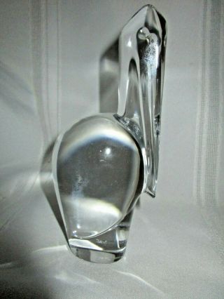 Vintage Signed Baccarat France Art Glass Pelican Clear Paperweight 6 1/2 "