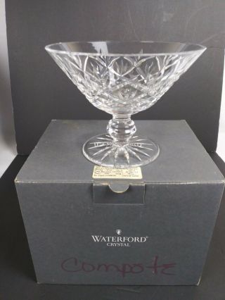 Vintage Signed Waterford Irish Cut Crystal Footed Compote Lismore Pattern 6 1/4 "