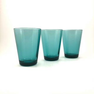 Iittala Nuutajarvi Finland Kaj Franck Kartio 4.  5 " Turquoise Glasses X3