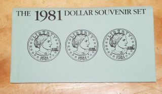 1981 P D S Susan B Anthony Souvenir Set U.  S.  3 Unc Coins