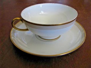 Limoges France Cup And Saucer Ivory & Gold Wm.  Guerin & Co