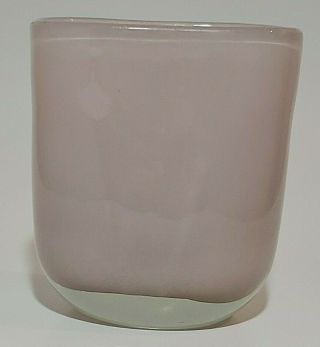 Henry Dean Hand Crafted Signed Blown Modernist Studio Art Glass Mauve Pink Vase 3