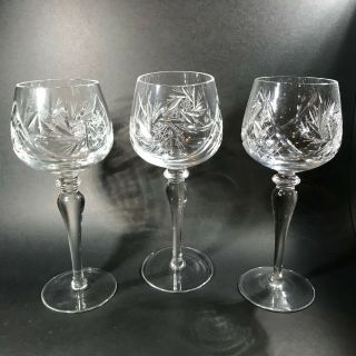 Pinwheel Crystal Long Stem Wine Glasses (3) White Wine