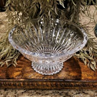 Vintage Wedge Cut Crystal Footed Centerpiece Compote Pedestal Bowl 10 "