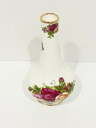 Royal Albert Old Country Roses 5 1/4 " Small Bud Vase Gold Trim Bulb Bottom