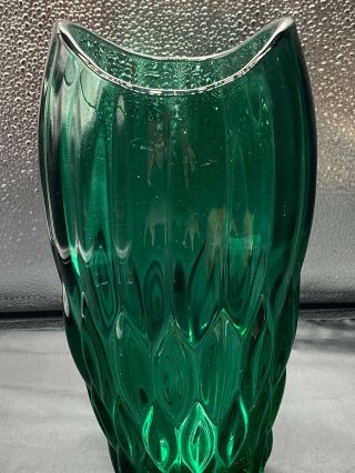 Czech Glass Sklo Union Mid Century Green Art Glass Vase By Rudolfova Hut 12992