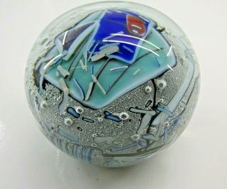 Vtg Mark Russell Studio Art Glass Paperweight Abstract Geometric Signed NR 3