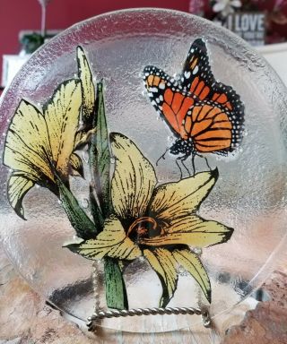 Peggy Karr - Butterfly Fused Glass 8 " Plate