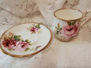 Royal Albert American Beauty Demitasse Teacup and Saucer Set with Pink Roses 2
