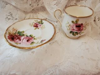 Royal Albert American Beauty Demitasse Teacup and Saucer Set with Pink Roses 3