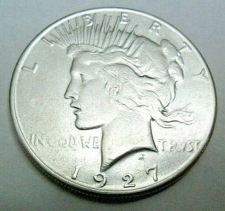 1927 D Peace Dollar Au - About Uncirculated 90 Silver