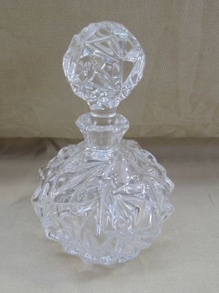 Vintage Tiffany & Co Rock Cut Crystal Perfume Bottle W/stopper 5 " Tall Signed