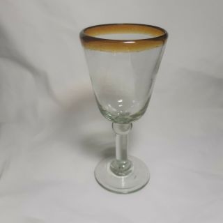 Mexican Glassware - Amber Rim Wine Glasses (set Of 4)