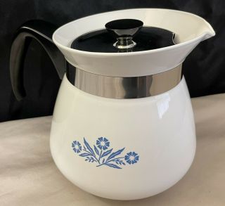 Vintage Corning Ware Kettle 2 Qt 8 Cup Coffee Tea Pot Cornflower Blue No Stains