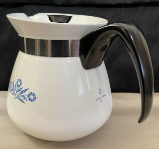Vintage Corning Ware Kettle 2 Qt 8 cup Coffee Tea Pot Cornflower Blue No Stains 2