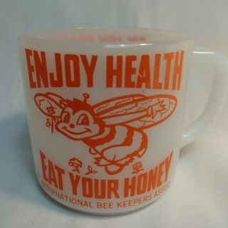 Vintage Fire King International Bee Keepers Assoc Eat Your Honey Coffee Cup Mug