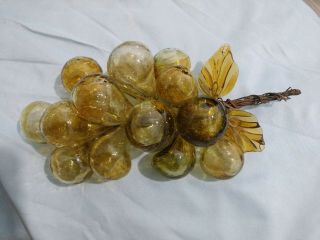 Huge Murano Glass Grape Cluster Handblown Italy Clear Amber Mid Century Blown 2