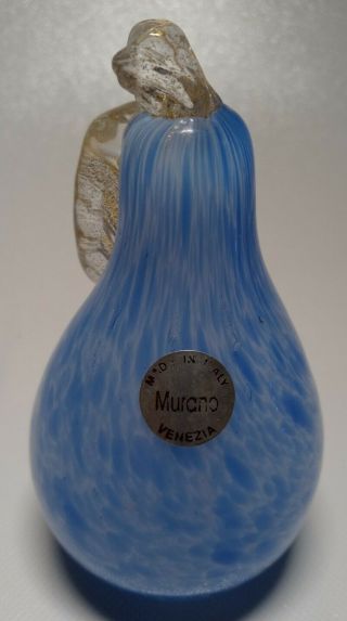 Vintage Murano Art Glass Pear Made In Italy Venezia With Sticker