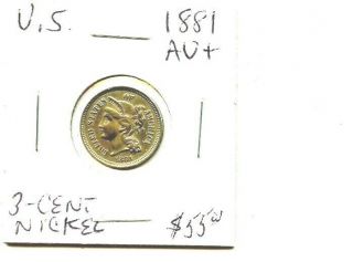 1881 - (open 3) - U.  S.  3 Cent Nickel -