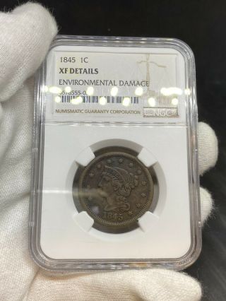 1845 Large Cent Ngc Xf Details.