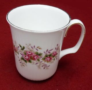 Royal Albert China Lavender Rose Pattern Mug - 3 - 3/4 " - Ribbed Bristol Shape