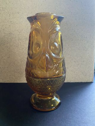 Vintage Viking Amber Glass Owl Fairy Lamp