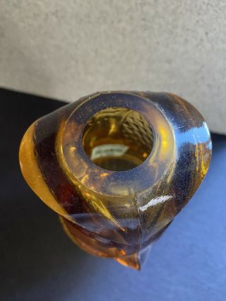 Vintage Viking Amber Glass Owl Fairy Lamp 2