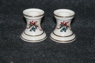 2 Lenox Winter Greetings Candle Holders 2.  25 " X 2.  25 "