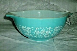 Vintage Pyrex Mixing Bowl Turquoise Amish Print 442 1 1/2 Qt No Chips Or Cracks