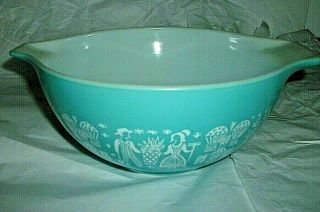 VINTAGE PYREX MIXING BOWL TURQUOISE AMISH PRINT 442 1 1/2 QT NO CHIPS OR CRACKS 3