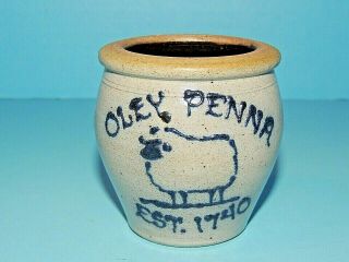 1988 Rockdale Union Stoneware Pottery Blue Salt Glaze Crock - Oley Pa.  Est.  1740